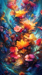 A vibrant kaleidoscope of colors merging and blending into an abstract masterpiece. Colorful illustration art. Generative AI