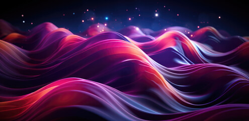 Obraz premium abstract blue and purple wavy background with glowing lines and bokeh effect. created with generative AI technology.