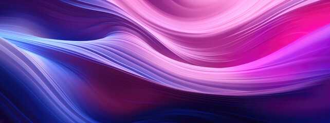 abstract blue and purple wavy background with glowing lines and bokeh effect. created with generative AI technology.