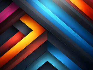 Obraz premium Background - tech style with rainbow colors and black elements, abstract, flat design, minimalistic, illustration. - Generative AI