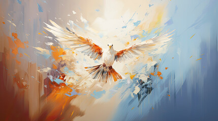 Portrait of a dove. Holy Spirit concept. Christian illustration. - obrazy, fototapety, plakaty
