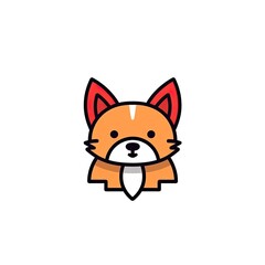 Portrait of Red fo cute animal icon. Line style character avatar. Generative AI