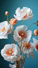 Poppy flowers illustration. Floral background. Generative AI