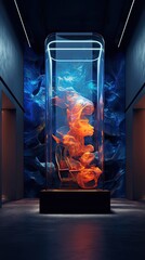 A contemporary art gallery with avant-garde sculptures and interactive installations. Colorful illustration art. Generative AI