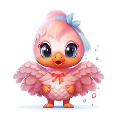 Portrait of Flamingo cartoon animal. Cute style character avatar. Generative AI