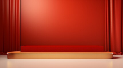 Minimal abstract red background for product presentation.