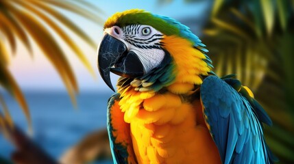 colorful Macaw in wild nature, AI Generated
