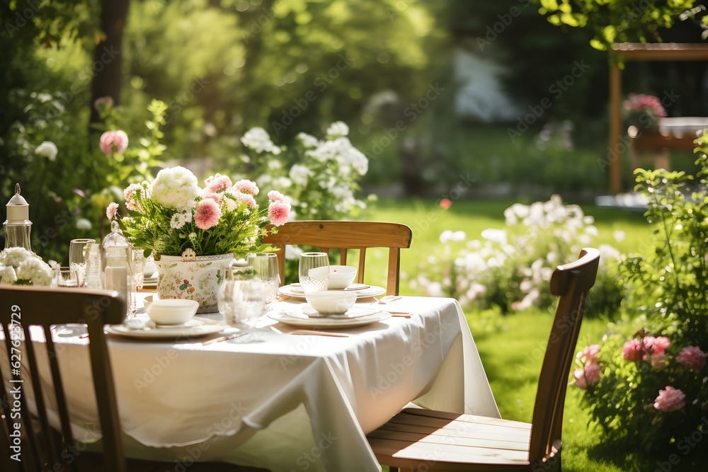 Poster Garden Party Elegance - Beautifully Set Festive Table