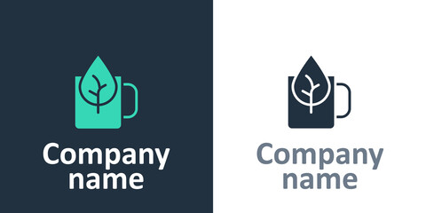 Logotype Cup of tea with leaf icon isolated on white background. Sweet natural food. Logo design template element. Vector