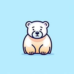 Obraz na płótnie Canvas Portrait of Polar bear cute animal icon. Line style character avatar. Generative AI