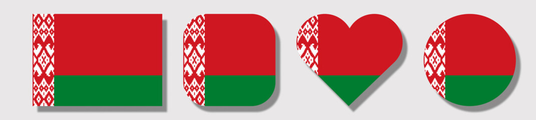 Flag of Belarus. Set of shapes: square, rectangle, circle, heart.