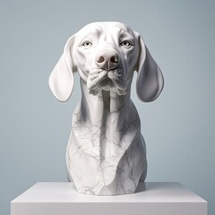 Portrait of Dog animal in marble sculpture style. Ancient statue of animal. Generative AI