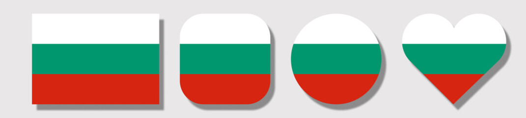 Flag of Bulgaria. Set of shapes: square, rectangle, circle, heart.