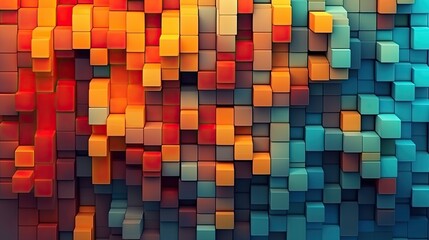 Mosaic Pixel Art abstract background. Colorful futuristic illustration art. Generative AI