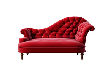 Isolated Crimson sofa Transparent Background. Generative AI