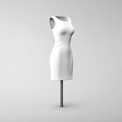 Sheath dress fashion clothes isolated on white background. White mockup clothing. Generative AI