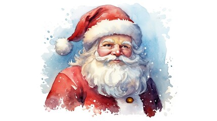 Watercolor art of Cute Santa Claus character illustration. Christmas and New year holiday painting. Generative AI