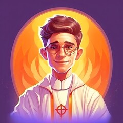 Emblem of Priest character illustration. Colorful logotype style design. Generative AI