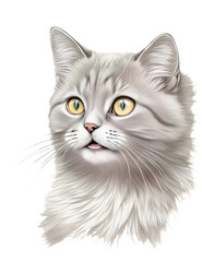 Obraz premium cat, kitten, animal, pet, isolated, feline, domestic, kitty, fur, white, cute, tabby, baby, portrait, pets, adorable, beautiful, mammal, british, sitting, paw, funny, maine coon, anggora, cartoon, fun