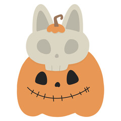 Cat skull skeleton halloween decoration clip art