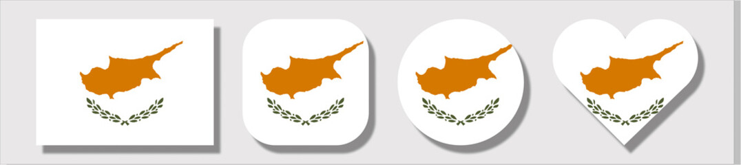 Flag of Cyprus.  Set of shapes: square, rectangle, circle, heart.