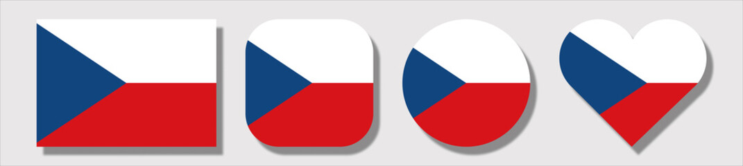Flag of Czech Republic.  Set of shapes: square, rectangle, circle, heart.