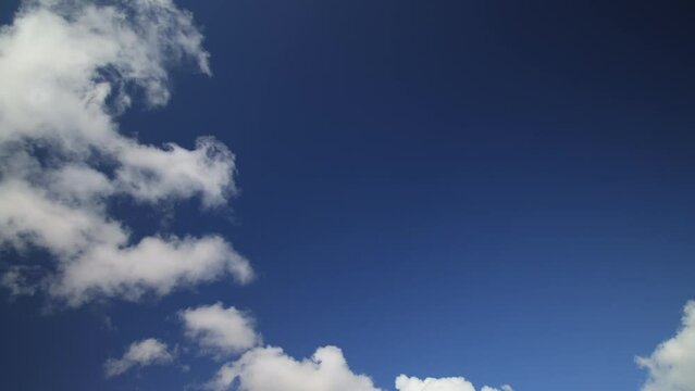 time lapse in 4K with blue sky, white clouds and copy space