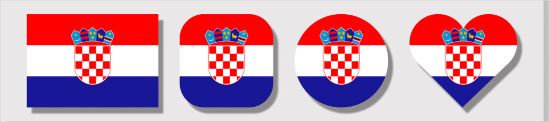 Flag of Croatia. Set of shapes: square, rectangle, circle, heart.