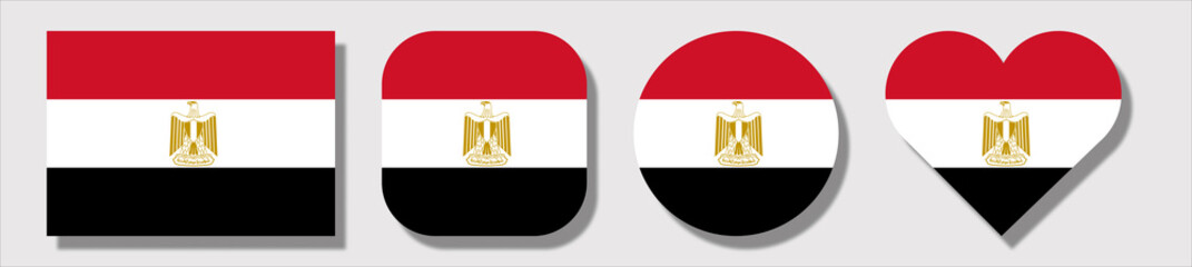 Flag of Egypt. Set of shapes: square, rectangle, circle, heart.