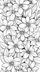 Cute Bluebell flower in coloring page style illustration. Line art painting. Generative AI
