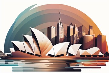 Obraz premium Illustration of Sydney's abstract skyline panorama. Generative AI