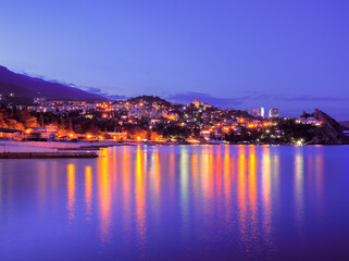 Obraz premium Gurzuf crimea landscape city at the coastline