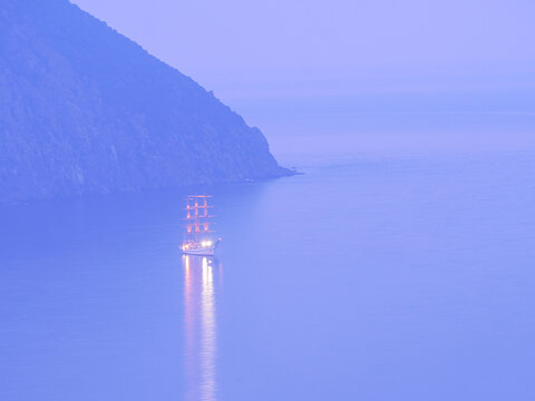 Gurzuf crimea landscape city at the coastline