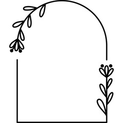 Fototapeta na wymiar Leaves Flower Arch Fram Outline Illustration