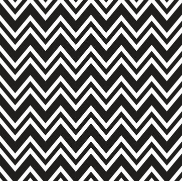 Seamless pattern, seamless black and white vector pattern with zig zag waves