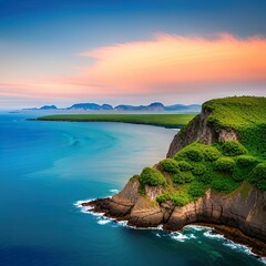 The sea on an island cliff.
Generative AI
