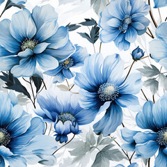 Flowers watercolor seamless patterns