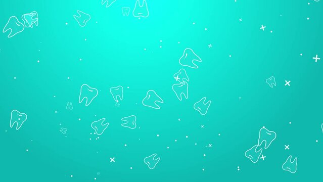 Green health care animated drawn cartoon teeth. Abstract medical dental looped background.