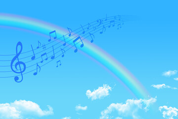 空にかかる虹と音楽
