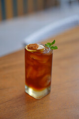 Ice Tea with Brown Sugar Topping and Mint