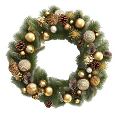 Fototapeta na wymiar Christmas wreath transparent background, Christmas decorations, Generative ai
