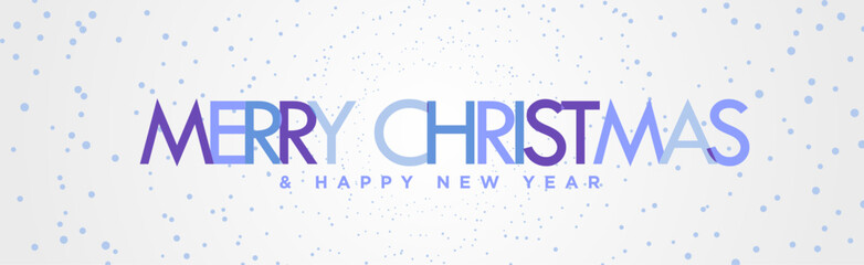 Minimal Merry Christmas and Happy New Year Typographic Banner. Teal blue snowdrops with 2022 mark on top and white background. Simple Merry Christmas Text header. Vector Illustration. EPS 10.