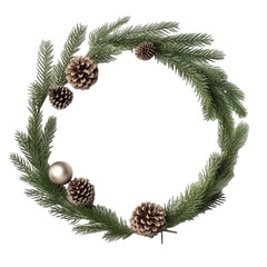 Fototapeta na wymiar Christmas wreath transparent background, Christmas decorations, Generative ai