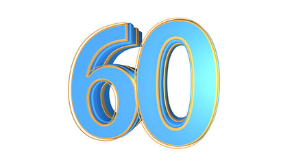 Fototapeta premium Blue 3d number 60