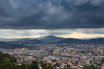 City view of Braga on a stormy day, Portugal