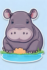Fototapeta premium A Cute Hippo Sticker