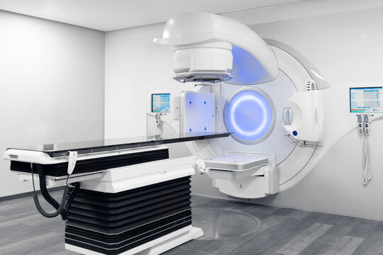Cancer therapy, advanced medical linear accelerator in the therapeutic radiation oncology to treat patients with device. radiation oncology therapy device