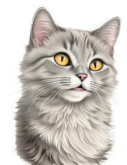 Fototapeta premium Cat Drawing Vector illustration , Assorted Cat Face Style Outline, Cat illustration Vintage Sketch Pastel Watercolor 