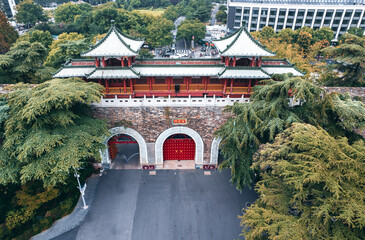 Aerial photography of the Xuanwu Gate on the ancient city wall of Nanjing, China