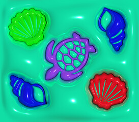 Inflated puffy 3d sea star and mermaid 20oz tumbler wrap Sublimation PNG